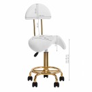 Arbeidsstol Cosmetic6001 med sadelsete og rygg, gull/hvit thumbnail