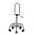 Arbeidsstol Cosmetic6001 med sadelsete og rygg, hvit thumbnail
