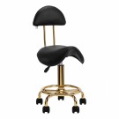 Arbeidsstol Cosmetic6001 med sadelsete og rygg, gull/sort thumbnail