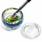 Tykt, vaskulært blande-glass med lokk (Dappen dish) thumbnail