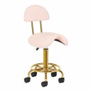 Arbeidsstol Cosmetic6001 med sadelsete og rygg, gull/rosa thumbnail