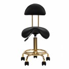 Arbeidsstol Cosmetic6001 med sadelsete og rygg, gull/sort thumbnail