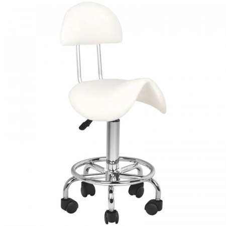 Arbeidsstol Cosmetic6001 med sadelsete og rygg, hvit