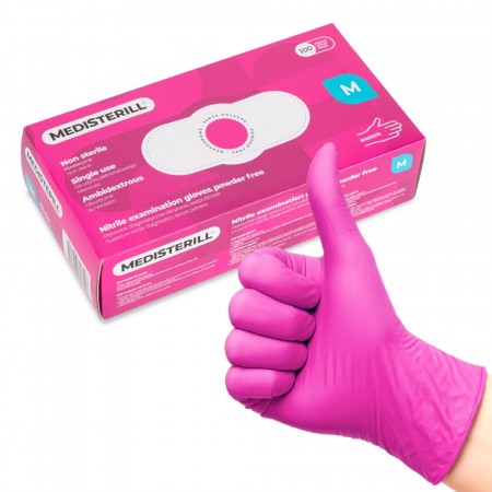Medisterill Nitrilhansker, 100pk rosa, M