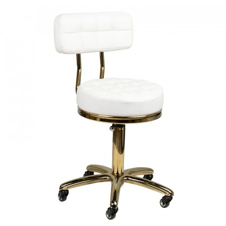 Arbeidsstol Cosmetic AM-961 med rygg, gull/hvit
