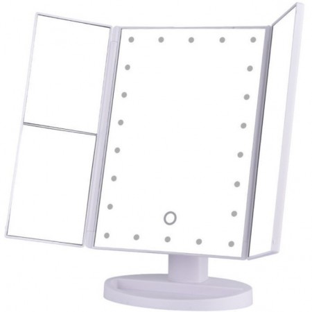 Mobilt sminkespeil med LED, hvit