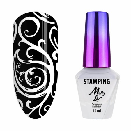 Stempel og platelakk MollyLac HVIT, 10 ml nr. 1