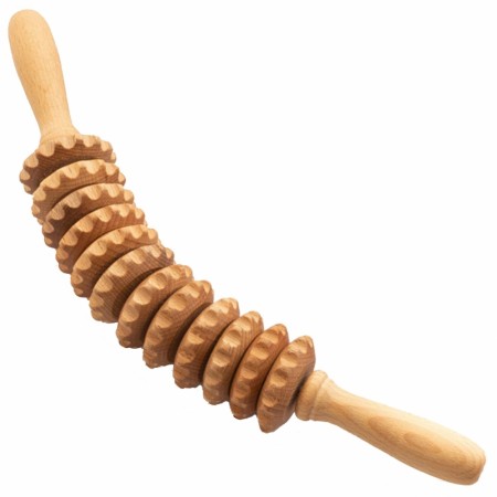 Buet massasjerulle i naturlig bøketre (37cm)