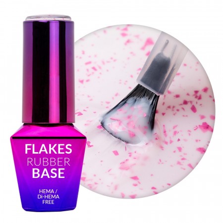 MollyNails Rubber base (10g), milk pink flakes HEMA-free