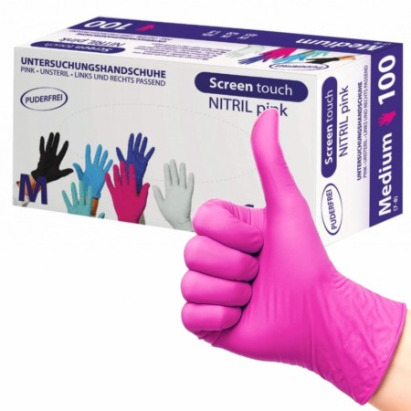 ScreenTouch Nitrilhansker (100stk), Rosa large
