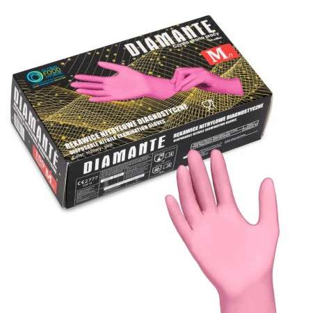 Diamante Nitrilhansker (100stk) Rosa medium