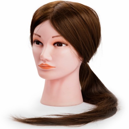 Mannequin Dame Linda, Syntetisk hår, XL 55-60cm mørk brun