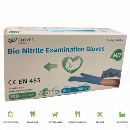 BioNitrile nedbrytbare engangshansker, 100pk Blå Medium