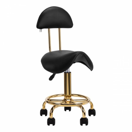 Arbeidsstol Cosmetic6001 med sadelsete og rygg, gull/sort