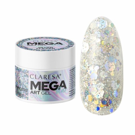 Claresa Megastar dekorasjonsgel, 10g Silver Flicker